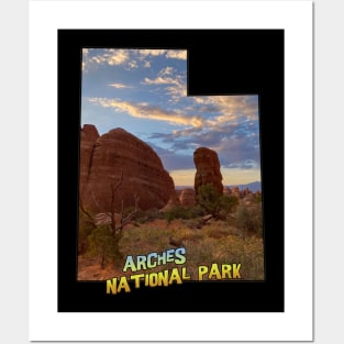 Utah Outline (Arches National Park) Posters and Art